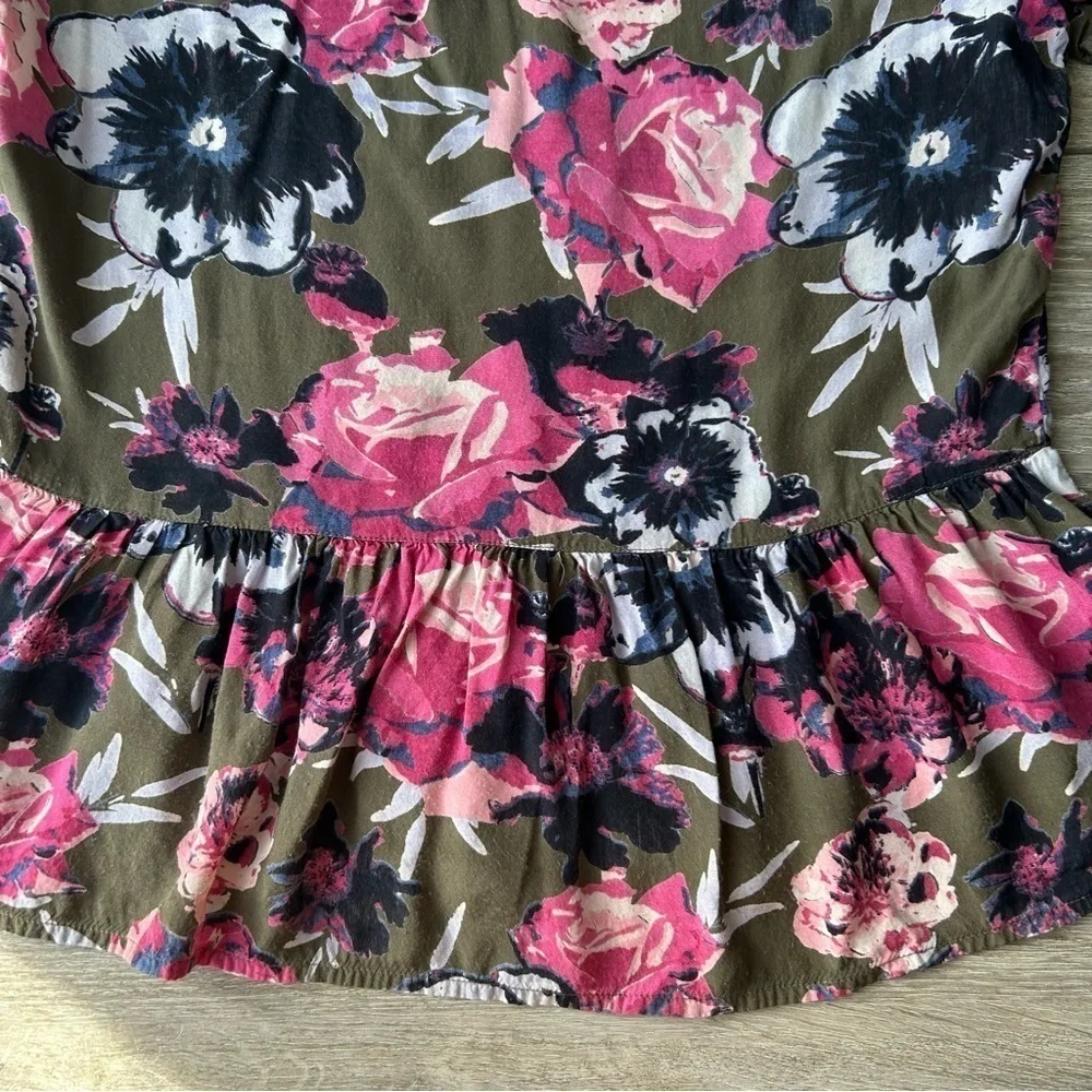 Vila  Floral Print Peplum Hem Babydoll Blouse - Picture 11 of 11